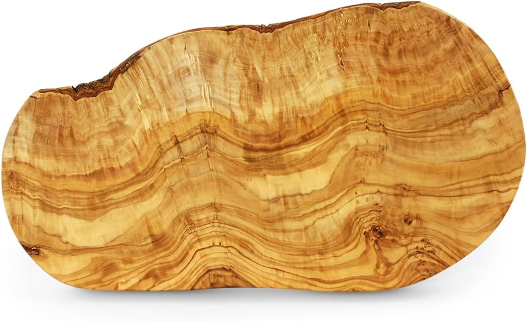 Olive Wood Cutting Board – 20 x 10 Inch for Charcuterie, Cheese - Wooden Serving Tray with Rustic Edge, Extra Large
