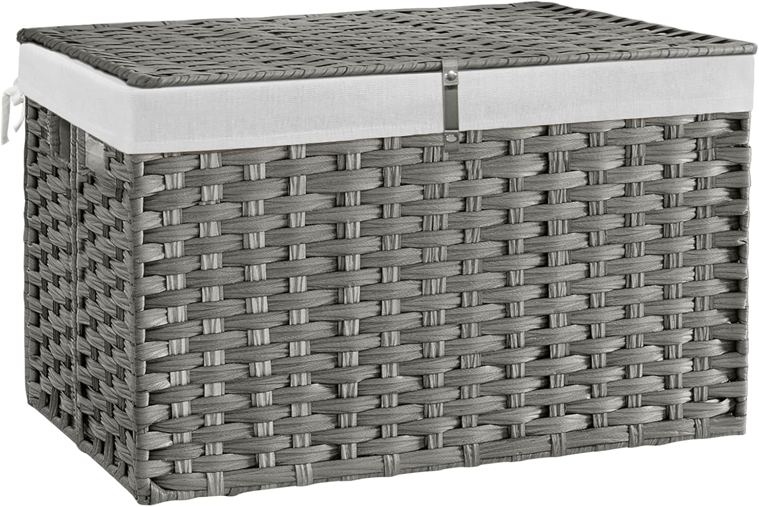 240L Wicker Storage Basket with Lid, Handwoven Rattan Large Shelf Basket with Removable Liner, 63.5 Gallon Wicker Basket for Blanket, Storage Trunk with Handle for Closet, Bedroom, Livingroom, Brown