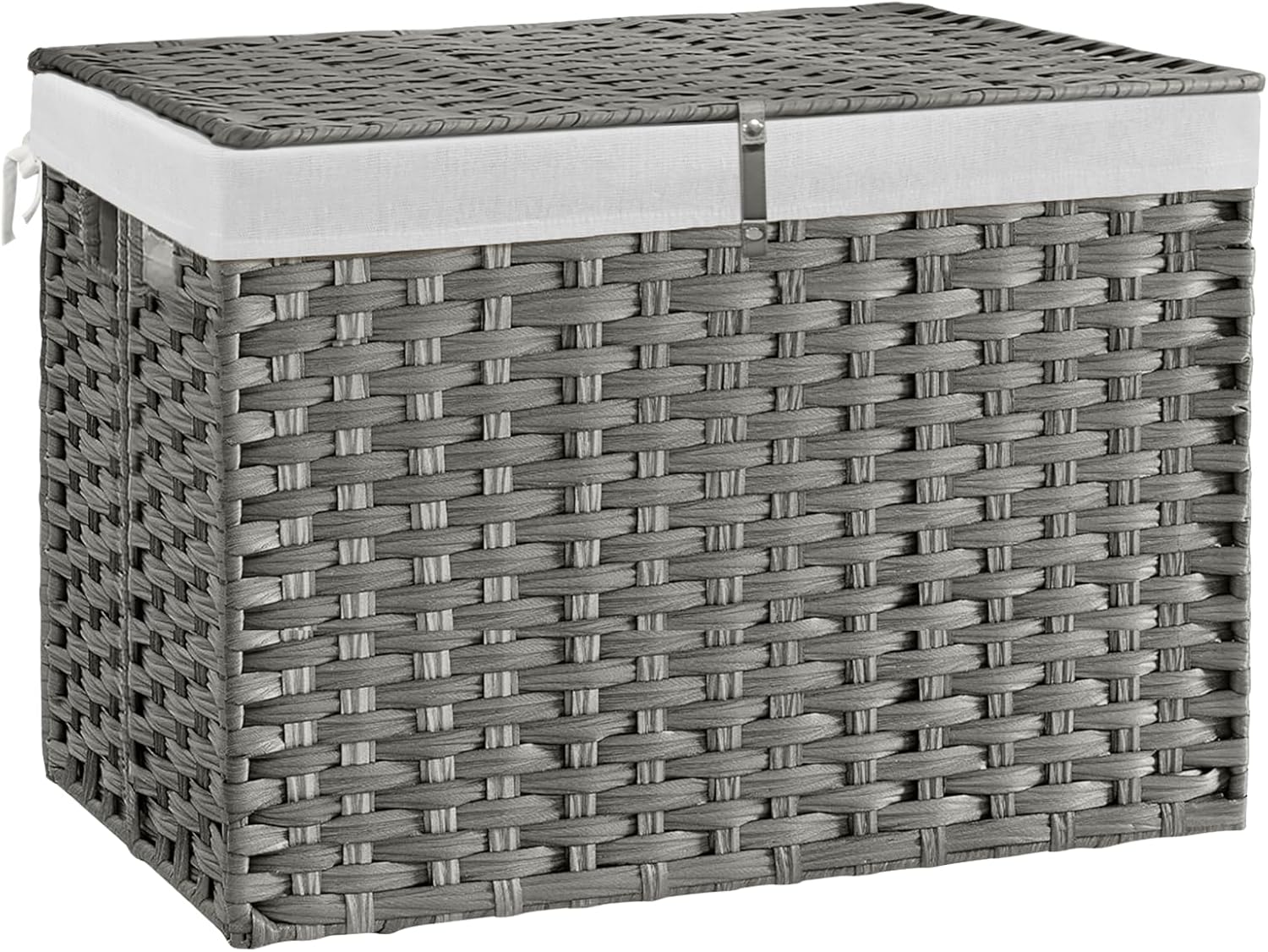 240L Wicker Storage Basket with Lid, Handwoven Rattan Large Shelf Basket with Removable Liner, 63.5 Gallon Wicker Basket for Blanket, Storage Trunk with Handle for Closet, Bedroom, Livingroom, Brown